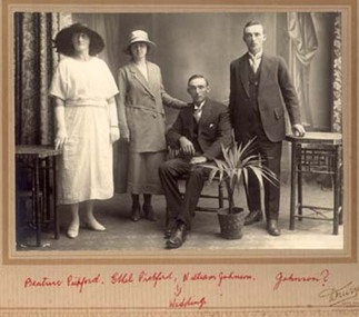 Photograph, Mr William Johnson & Miss Ethel Pickford's Wedding Photo -- Studio Portrait