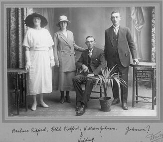Photograph, Mr William Johnson & Miss Ethel Pickford's Wedding Photo -- Studio Portrait