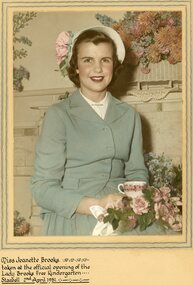 Photograph, Miss Jeanette Brooks at the Official Opening of Lady Brooks Free Kindergarten Stawell 1951