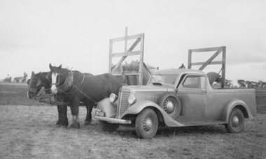 Photograph, Utility Truck & Horse Drawn Vehicle c1930’s