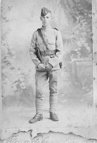 Photograph, Mr Donald Gordon Akins of Stawell in uniform as a Bugler -- Boer War  1899-1902