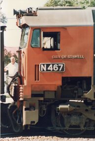 Photograph, Vic Rail Engine Named City of Stawell 1989 -- 3 Photos -- Coloured