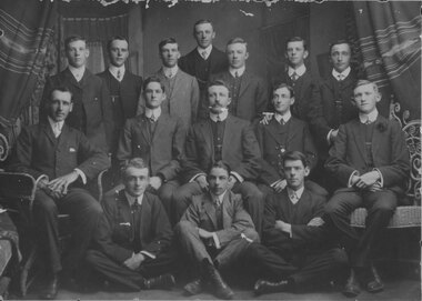 Photograph, Back Row 5th from left Mr John McMullin, Middle row 2nd from the left Mr Dave Mitchell & 4th from the left Mr Alex Neil