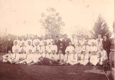 Photograph, Stawell Cricket Club with Mr Alex Neil in the back Row -- 12th from the left in the Straw hat 1902-1903