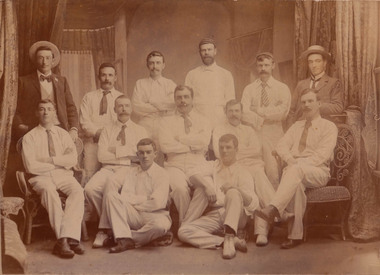 Photograph, Stawell Cricket Club with Mr Jack Neil in the back row extreme right & Mr Alex Neil in the front row & 1st on the left 1902