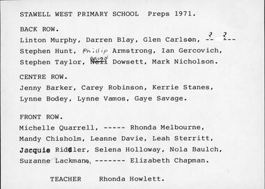 Photograph, Stawell West Primary School Number 4934 Preps -- Named 1971