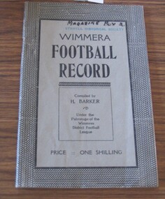 Book, H. Barker, Wimmera Football Record, 1929