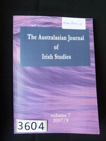 Book, Irish Studies Association, The Australasian Journal of Irish Studies.   Vol 7 - Previously Cat No 3604, 2008-2008
