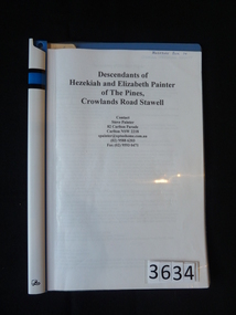 Book, Steve Painter, Descendants of Hezekiah and Elizabeth Painter of The Pines, Crowlands Road Stawell - Previously Cat No 3634, 2000's