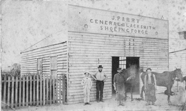 Photograph, J. Parry General Blacksmith Shoeing Forge in Lower Main Street Stawell