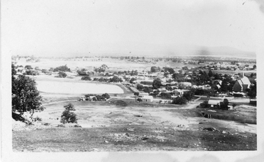 Photograph, Panorama of Stawell from Big Hill with the Stawell Water Supply Dam and St Patrick Church  c 1928