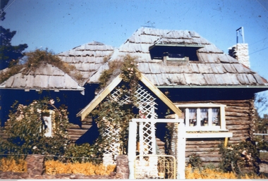 Photograph, Log Cabin c 1930's -- Coloured