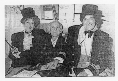 Photograph, Mr. Jim Wharrie with Ruby Wharrie and Lewis van Praagh in fancy dress