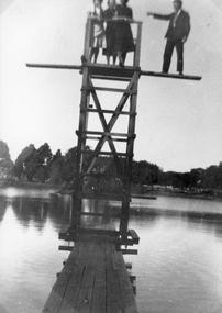 Photograph, Cato Lake diving platform with people