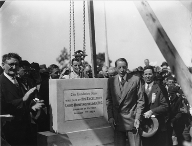 Photograph, Pioneers’ Memorial on Big Hill -- Laying the Foundation Stone c 1935