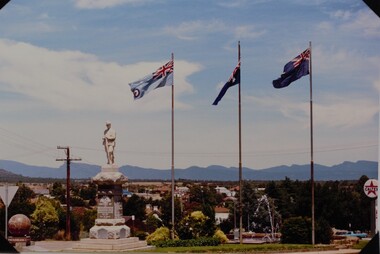 Photograph, Soldiers’ Memorial in Main Street with Grampians in Background -- Coloured