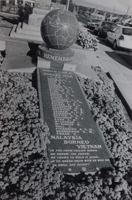 Photograph, Soldiers' Memorial World War 2 in Main Street -- Showing inscription 1999