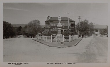Photograph, Soldiers’ Memorial World War 1 Main Street -- Rose Series Postcard P. 12145