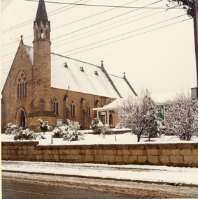 Photograph, St. Patrick’s Catholic Church after snowfall 1981