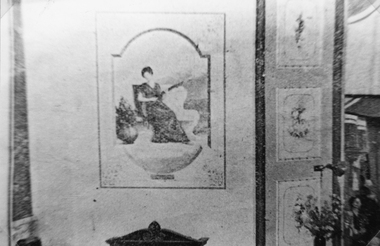 Photograph, Murals with descriptions inside the Town Hall 1930