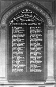 Photograph, St. Matthew’s Presbyterian Church Honour Roll for the Great War 1914
