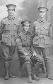 Photograph, Three soldiers, P. Nash, Herb Godbear and Raymond Membrey