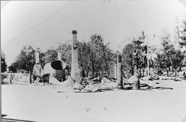 Photograph, Bushfire Damage at the Pomonal Store 1939