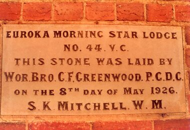 Photograph, Masonic Temple Foundation Stone in Skene c1926 -- Coloured