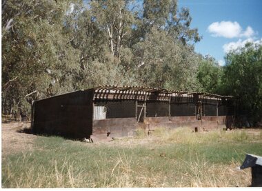 Photograph, Mr. Dave Morgan's sheds built from Apple Boxes & Kerosene Tins in Dadswell's Bridge