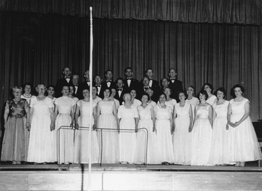 Photograph, Mark Dadswell, Choral Society on Town Hall stage 1956, 1956