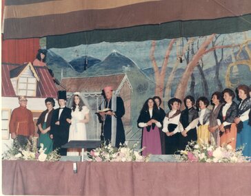 Photograph, Choral Society on stage of a production of "White Horse Inn" 1971, September 1971