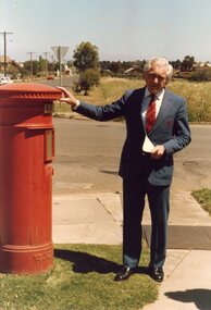 Photograph, Post Box -- Decomissioned & Mr Eric George -- Postmaster 1989