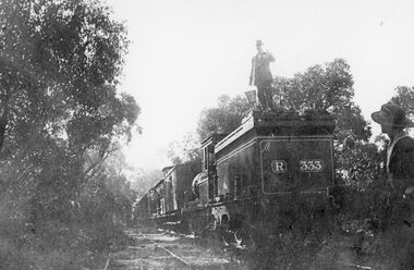 Photograph, Heatherlie Quarry with Engine and carriages on the rail track