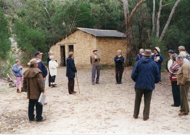 Photograph, Heatherlie Quarry with Historical Society members listening to Janet Witham