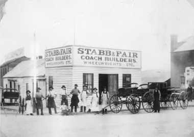 Photograph, Stabb and Fair Coachbuilders Corner of Main and Wimmera Streets Stawell, c 1890's