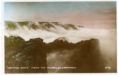 Postcard, Drifting Mists from the Pinnacle in the Grampians -- Postcard