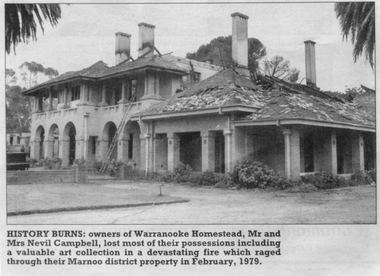 Photograph, “Warranooke” Homestead in Glenorchy after a fire in1979