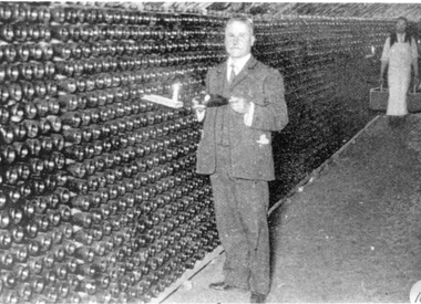 Photograph, Mr Hans Irvine in one of the underground drives at Great Western