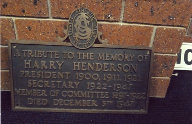 Photograph, Mr Harry Henderson's Memorial Plaque