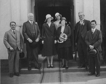 Photograph, Governor Visit to Stawell with his wife in front of Town Hall c1930