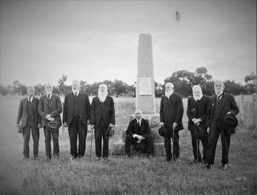Photograph, "Peace" Memorial on Halls Gap Road built 1919 at site of old Treasury Building Commercial Street Pleasant Creek c1922