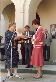 Photograph, Stawell Proclaimed a City with The Honourable Maureen Lister MLC State Government & Mayor Isabelle Humphries 1989
