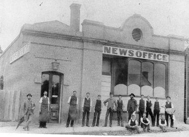 Photograph, Stawell Pleasant Creek News Newspaper Office in Main Street corner of Layzell Street