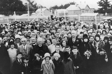 Photograph, St Patrick’s Tennis Club Opening with a watching Crowd