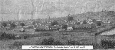 Drawing, Town & Big Hill from King Street area -- Sketch