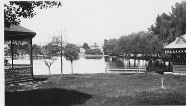 Photograph - Valentine Series No. 1082 Lake Victoria Park, Stawell, Two photographs Victoria Park Stawell with two Rotundas one cast iron and one wood (Now Cato Park)