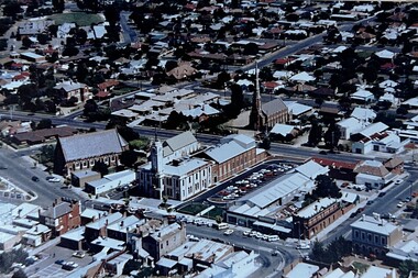 Photograph, Stawell Aerial View Centred on Town Hall in Main Street 1998 -- Coloured