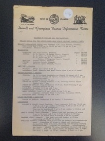 Booklet, Stawell 7 Grampians Tourist Information, Stawell & Grampians Tourist Information Centre with Typed Tourist Information 1973, 1973