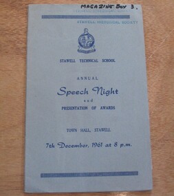 Book, Stawell Technical School, Stawell Technical School Annual Speech Night and Presentation Awards 1961, 1961