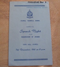 Book, Stawell Technical School, Stawell Technical School Annual Speech Night and Presentation Awards 1961, 1961